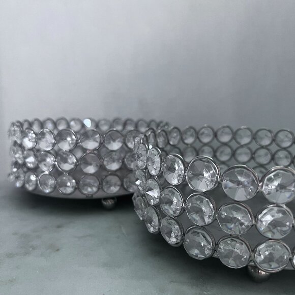 Wine Coasters Set Of 2 From Z Gallerie Clear Faceted Rhinestone Bling 6"x2.5" - Picture 8 of 16